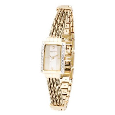 Elgin EG363 Austrian Crystal Accented Gold-Tone Bracelet