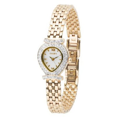 Elgin EG369 Austrian Crystal Accented Case Gold-Tone Bracelet