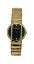 Elgin EG460 Round Analog Austrian Crystal Solid Link Gold Tone