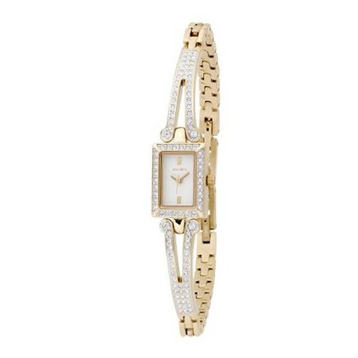 Elgin EG542 Austrian Crystal Accented Gold-Tone Half-Bangle
