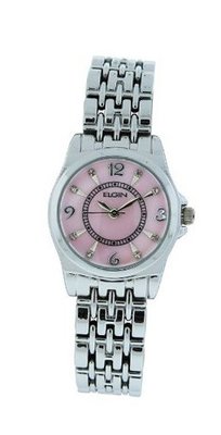 Elgin EG8007 Analog Pink Mother of Pearl White Stone Bracelet
