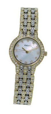 Elgin EG8010 Round Mother of Pearl & White Crystal Analog Bracelet