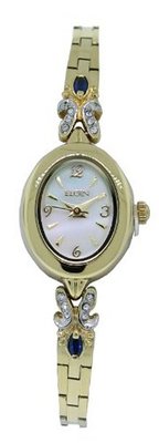 Elgin EG8078 Mother of Pearl & Sapphire Oval Analog Adjustable
