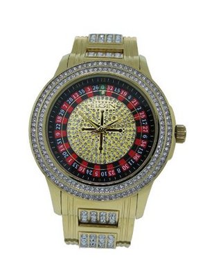 Elgin FG04G Analog Roulette Wheel White Crystals Bracelet Style