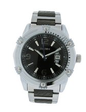 Elgin FG7095 Black Dodecagon Analog Date Silver Tone Bracelet Style