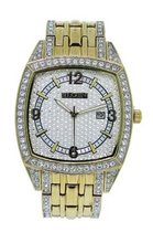 Elgin FG7097 Square Analog Date Oversized White Stone Bracelet Style