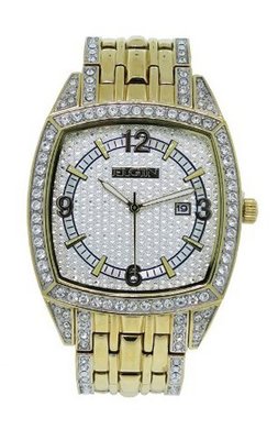Elgin FG7097 Square Analog Date Oversized White Stone Bracelet Style