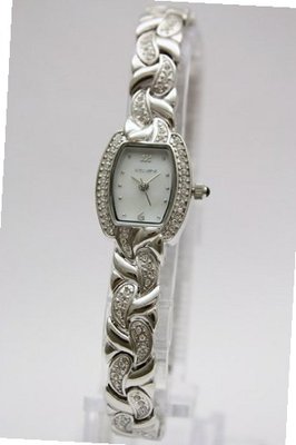 Elgin Ladies Silver-crystal - Eg172 Silver Tone Rectangle Stone Case