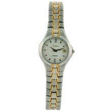 Elgin Ladies Stainless Gold Tone Diamond on Dial Calendar EG156N SALE