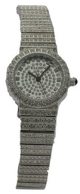 Elgin Silver Stainless Steel Band Genuine Austrian Crystals Analog Quartz Fashion EG1111