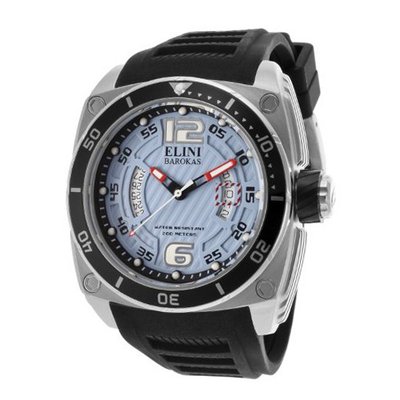 Elini Barokas 10013-012-BB Commander Light Blue Textured Dial Black Silicone