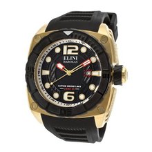 Elini Barokas 10014-YG-01-BB Commander Black Textured Dial Black Silicone