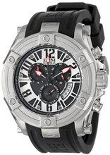 Elini Barokas 10056-01 Gladiator Chronograph Black and Silver Dial Black Silicone