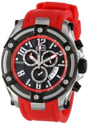 Elini Barokas 10056-01-RDSA Gladiator Chronograph Black Dial Red Silicone
