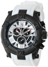 Elini Barokas 10056-BB-02S-WHTS Gladiator Chronograph Black and Silver Dial White Silicone