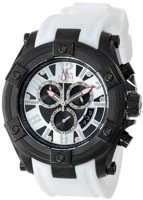 Elini Barokas 10056-BB-02S-WHTS Gladiator Chronograph Black and Silver Dial White Silicone