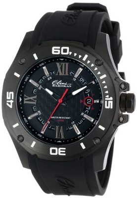 Elini Barokas 10196-BB-01 Artisan Black Textured Dial Black Silicone
