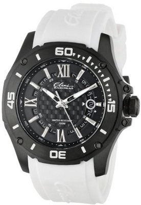 Elini Barokas 10196-BB-01-WHT Artisan Black Textured Dial White Silicone