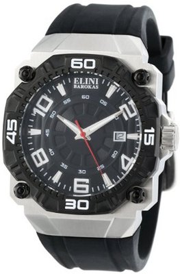 Elini Barokas 10318-01-BB Comanche Black Textured Dial Black Silicone
