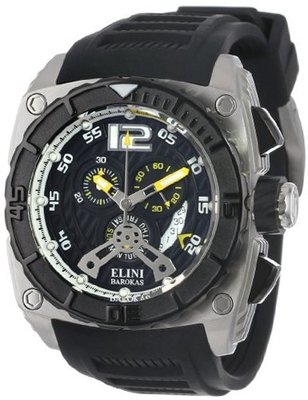 Elini Barokas 17012-01-YLA Commander Black Textured Dial Black Silicone