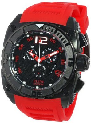 Elini Barokas 17012-BB-01-RDSA Commander Black Textured Dial Red Silicone