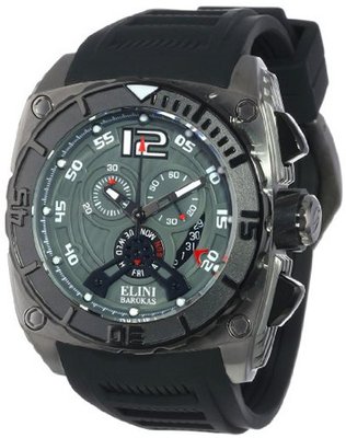 Elini Barokas 17012-GM-014 Commander Grey Textured Dial Black Silicone