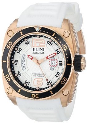 Elini Barokas ELINI-10013-RG-02S-BB Commander Analog Display Swiss Quartz White