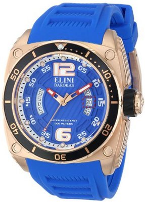 Elini Barokas ELINI-10013-RG-03-BB Commander Analog Display Swiss Quartz Blue