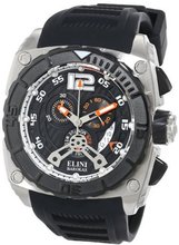 Elini Barokas ELINI-17012-01-OA Commander Chronograph Black Textured Dial Black Silicone Band
