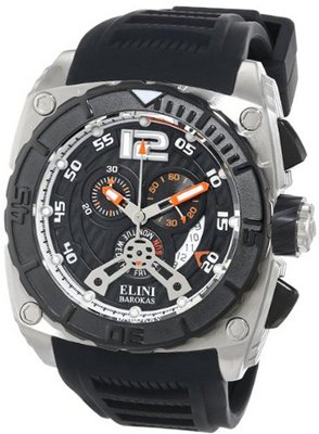 Elini Barokas ELINI-17012-01-OA Commander Chronograph Black Textured Dial Black Silicone Band