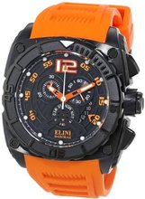 Elini Barokas ELINI-17012-BB-01OSA Commander Chronograph Black Textured Dial Orange Silicone Band