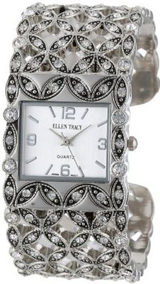 Ellen Tracy ET5032SL Bangle Square Case Filligree With Stones