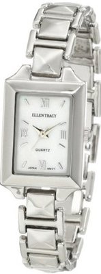 Ellen Tracy ET5044SL Square Dome Link Bracelet Silver Mother Of Pearl Dial
