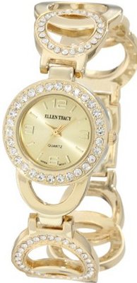 Ellen Tracy ET5047GD Gold CZ Dial Circle Chain Link