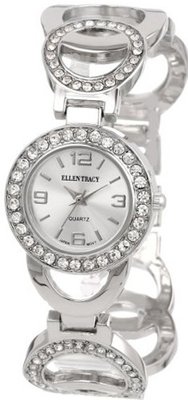 Ellen Tracy ET5047SL Silver Dial Circle Chain Link