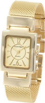 Ellen Tracy ET5048GD Gold Mesh Square Face Champagne Dial