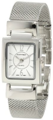 Ellen Tracy ET5048SL Silver Mesh Square Case Silver Dial