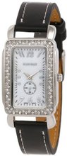 Ellen Tracy ET5058STK Silver Black Strap Stones