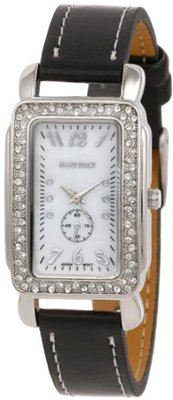 Ellen Tracy ET5058STK Silver Black Strap Stones