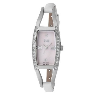 ELLETIME EL20001S03C Steel Mother Of Pearl Pink Dial White Leather Strap