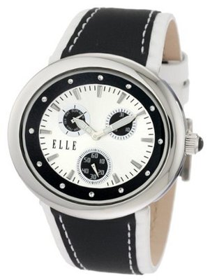 ELLETIME EL20013S03C Stainless Steel and Black Leather