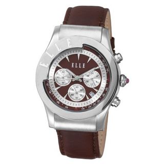 ELLETIME EL20037S03N Steel Chronograph Brown Dial Dark Brown Strap