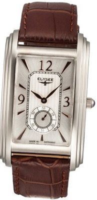 Elysee Quartz with Silver Dial Analogue Display and Brown Leather Strap 69006