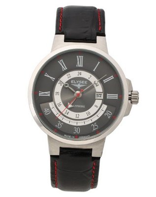 Elysee Marathon Swiss Quartz Dress GMT Dual Time with Sapphire Crystal 17006E