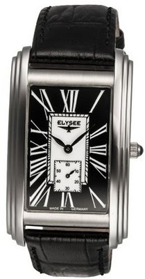 Elysee Quartz with Black Dial Analogue Display and Black Leather Strap 69005