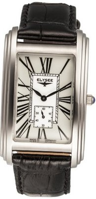 Elysee Quartz with Grey Dial Analogue Display and Black Leather Strap 69004