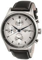 Elysee Quartz with Silver Dial Analogue Display and Black Leather Strap 80504