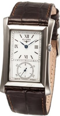 Elysee Quartz with White Dial Analogue Display and Brown Leather Strap 80490