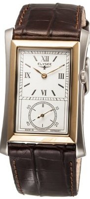 Elysee Quartz with White Dial Analogue Display and Brown Leather Strap 80491
