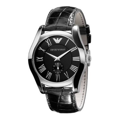Emporio Armani AR0643 Classic Black Leather Black Roman Numeral Dial